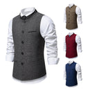 New Men's Retro Stand Collar Herringbone Senior Solid Color Suit Vest