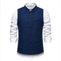 New Men's Retro Stand Collar Herringbone Senior Solid Color Suit Vest