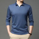 Men’s Casual Cotton Long-Sleeve Shirt – Classic Solid Color, Comfortable Lapel Design