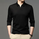 Men’s Casual Cotton Long-Sleeve Shirt – Classic Solid Color, Comfortable Lapel Design