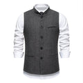 New Men's Retro Stand Collar Herringbone Senior Solid Color Suit Vest